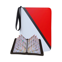 Album para tarjetas coleccionables, de 4 bolsillos, porta tarjetas para 400 tarjetas con 50 fundas extraíbles, álbum de coleccionista, portátil, estuche para cartas de juego con cremallera, color rojo, diseño bola Pokemon