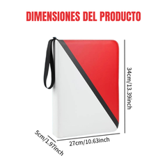 Album para tarjetas coleccionables, de 4 bolsillos, porta tarjetas para 400 tarjetas con 50 fundas extraíbles, álbum de coleccionista, portátil, estuche para cartas de juego con cremallera, color rojo, diseño bola Pokemon