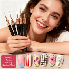Artdone Kit para decoración de uñas, líneas de cinta de rayas, pinceles de arte de uñas, herramientas de punteado y liners para esmalte de gel, para diseño de dibujo de pequeños y finos.