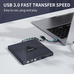 Grabadora CD/DVD Externa USB 3.0 Tipo-C Portátil – Compatible con Laptop y PC Windows. Marca Alronly.