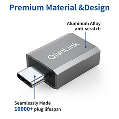 Adaptador USB C a USB 3.0, adaptador USB C macho a USB A hembra, compatible con MacBook Pro 2017/2016, Google Chromebook Pixelbook, Samsung Galaxy, Google Pixel 2/2XL y más. Quian Link F-41.