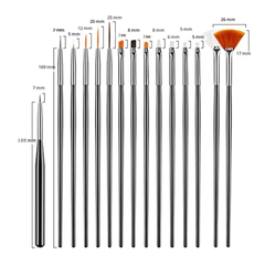 Artdone 31 pinceles para arte de uñas, juego de herramientas para arte de uñas, herramientas de punteado, cepillo de polvo, pinceles para líneas finas, pluma de dibujo para diseños.