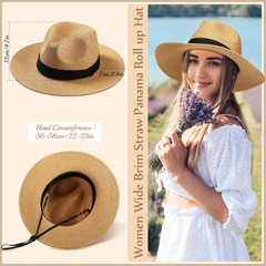 Sombrero Panamá, sombrero de sol, sombrero de playa de ala grande para el verano, para hombres y mujeres.