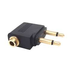 Set de 4 Adaptadores de audio (de vuelo, de avión, de aerolínea) para Auriculares – Conector 3.5 mm - Chapado en Oro. Stereo Jack Adapter.