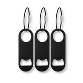 Set de 3 llaveros destapadores planos, de acero inoxidable, abrebotellas de 3.5 x 1.3 pulgadas, destapador plano con llavero para hombres, mujeres, barman, cocina, bar, restaurante, color negro.