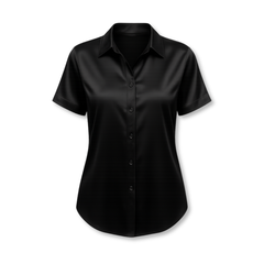 Camisa de satén con botones para mujer, blusa de tela tipo seda con cuello en V, camisa casual de manga corta, ropa para oficina y trabajo.