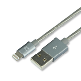 Klip Xtreme - Cable lightning, Trenzado, Color plata