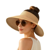 Sombrero con visera para el sol para mujer, sombrero ala ancha, plegable y flexible.