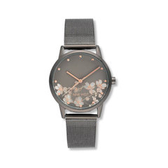 Nine West - Reloj De Pulsera Para Mujer Color Titanio Con Flores