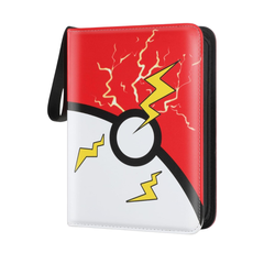 Album para tarjetas coleccionables, compatible con tarjetas Pokémon. Álbum de colección portátil, estuche para cartas de juego con cremallera. Diseño Bola Pokemon con rayo de Pikachu.