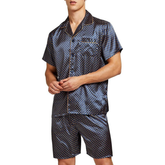 Pijamas de satén para hombre, con pantaloncillos cortos, con botones. Pj Set ropa de dormir para hombre talla large (L).