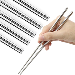 Palillos metálicos de acero inoxidable de alta calidad, reutilizables, aptos para lavavajillas, ligeros, antideslizantes, fáciles de usar, excelentes para el hogar y cocina. Palillos Chinos. Palillos Coreanos.