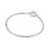 Pulcera para charms, tejido snake chain flexible. Pulsera con cierre de barril con clip de bloqueo para cuentas tipo Pandora.