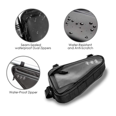 Bolsa de almacenamiento para marco de bicicleta WOTOW, bolsa triangular reflectante resistente al agua con dos bolsillos laterales, bolsa de herramientas para accesorios debajo del asiento para bicicleta.