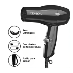 Revlon Secador de Pelo Compacto | Diseño Ligero de 1875 W, Perfecto para viajes, (negro)