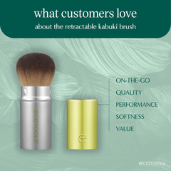 EcoTools Brocha Kabuki Retráctil para Maquillaje Facial – Ideal para Viaje, Vegana y Ecológica. Brocha para maquillaje de rostro.