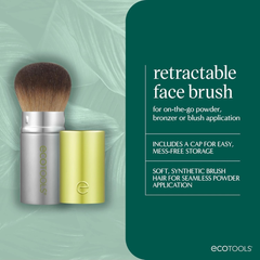 EcoTools Brocha Kabuki Retráctil para Maquillaje Facial – Ideal para Viaje, Vegana y Ecológica. Brocha para maquillaje de rostro.