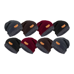 Gorros de punto para invierno con forro polar cálido, gorro de punto para invierno unisex, gorro holgado y cálido.