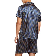 Pijamas de satén para hombre, con pantaloncillos cortos, con botones. Pj Set ropa de dormir para hombre talla large (L).