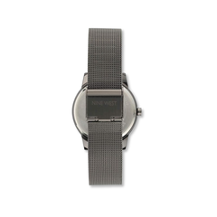 Reloj De Pulsera Para Mujer marca Nine West. Color Titanio Con Flores. Brazalete de maya color negro titanio