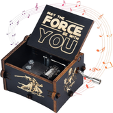 Caja de música de Star Wars - Caja de música vintage de madera grabada con manivela. Regalo ideal para cumpleaños, Navidad, San Valentín y Acción de Gracias. Melodía de Star Wars.