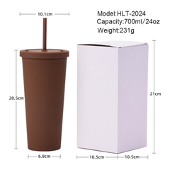 CAPIJIONG Vaso con pajilla de doble capa de 23.7 fl oz/24oz con gran capacidad, vasos con pajilla, color simple y puro-púrpura mate.