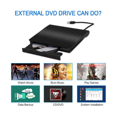Grabadora y lectora de DVD/CD Externa USB 3.0 Portátil – Compatible con Windows, Mac y Linux. Unidad externa de CD/DVD para computadora portátil y de escritorio.