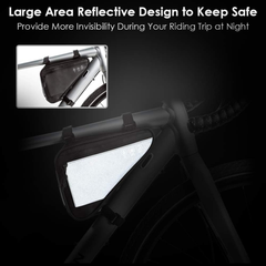 Bolsa de almacenamiento para marco de bicicleta WOTOW, bolsa triangular reflectante resistente al agua con dos bolsillos laterales, bolsa de herramientas para accesorios debajo del asiento para bicicleta.