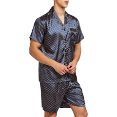 Pijamas de satén para hombre, con pantaloncillos cortos, con botones. Pj Set ropa de dormir para hombre talla large (L).