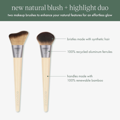 Brochas EcoTools para Rubor e Iluminador – Dúo Ecológico con Cerdas Sintéticas: dos brochas faciales esenciales: una brocha para rubor y una brocha para iluminador.