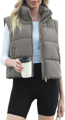 Chaleco acolchado para mujer, sin mangas, con cremallera, cálido, ligero, chaquetas de invierno con bolsillo - Talla S