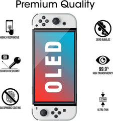 amFilm - Protector de pantalla de vidrio templado compatible con Nintendo Switch OLED modelo 2021 (paquete de 3)