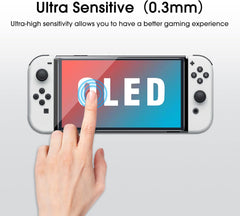 amFilm - Protector de pantalla de vidrio templado compatible con Nintendo Switch OLED modelo 2021 (paquete de 3)