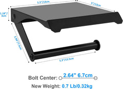 Portarrollos de papel higiénico de metal marca Gunoze, de alta calidad para montaje en pared con estante para teléfono, soporte de papel ajustable en 45° color negro mate. Estante para baño.