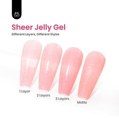 Esmalte en Gel marca Beetles, 1 pieza de 15ml 0.5Oz Soak Off – Color Rosa Glitter Jelly Translucido - Pink Gel Polish Gentle Shimmer - Glitter Jelly Gel Polish Neutral Pink Color Translucent, Soak Off, UV LED.