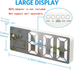 Reloj despertador digital LED, Muestra temperatura, Brillo ajustable, Modo de 12/24 horas