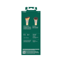 Brochas EcoTools para Rubor e Iluminador – Dúo Ecológico con Cerdas Sintéticas: dos brochas faciales esenciales: una brocha para rubor y una brocha para iluminador.
