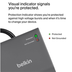 Outlet de Alimentación con Protección contra Sobrecargas de 12 Tomas marca Belkin – Cable Plano 8 ft, Alta Capacidad. Regleta.