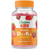 Lifeable Vitamina D3 1000 IU + K2 100 mcg - para niños - sabor natural - 60 gomitas