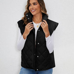 Chaleco Acolchado de Invierno Para Mujer Con Cuello Alto Con Cremallera Sin Mangas Ligero Abrigo Yimoon - Talla S