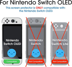 amFilm - Protector de pantalla de vidrio templado compatible con Nintendo Switch OLED modelo 2021 (paquete de 3)