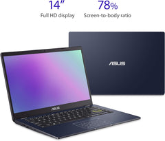 ASUS Portátil L410 MA-DB04 ultrafino, pantalla FHD de 14 pulgadas, procesador Intel Celeron N4020, 4 GB de RAM, 128 GB de almacenamiento, NumberPad, Windows 10 Home en modo S - RENOVADA