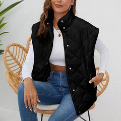 Chaleco Acolchado de Invierno Para Mujer Con Cuello Alto Con Cremallera Sin Mangas Ligero Abrigo Yimoon - Talla S