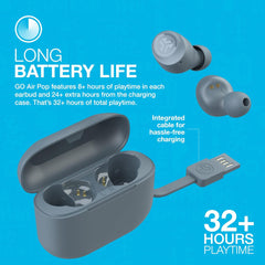 JLab Go Air Pop - Audifonos Bluetooth + Estuche cargador/ Resistencia al sudor IPX4 /Conexión Bluetooth 5.1 / 3 ajustes de sonido EQ: JLab Firma