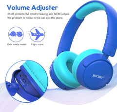 Gorsun - Audifonos Bluetooth para niños, con micrófono, regulador de volumen de 85 dB, estéreo, auriculares para niños, jóvenes