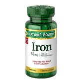 Nature's Bounty suplemento de Hierro / Iron de 65 mg., sulfato de hierro, bote de 100 tabletas.