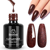 Esmalte en Gel marca Beetles, 1 pieza de 15ml 0.5Oz Soak Off - Glitter Brown Gel, Jazz Club Gel, UV LED.