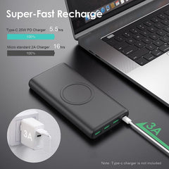 Cargador Bateria Portátil 33800 mAh 15W Carga inalámbrica Rápida 25W PD QC 4.0 Compatible Con iPhone 15/14/13/12/11 Android - Usado En Buen Estado