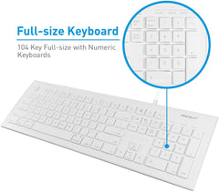 Macally - Teclado con cable USB (MKEYE) para MAC y PC – Blanco.