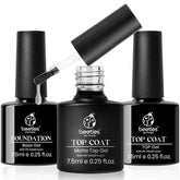 Set marca Beetles 3 piezas - base para esmalte de uñas en gel, top mate y brillante, larga duración, alto brillo y efecto mate, UV LED. BASE – TOP COAT Y TOP COAT MATTE. Presentación: bote de 7.5 ml. (0.25 onzas) cada uno.